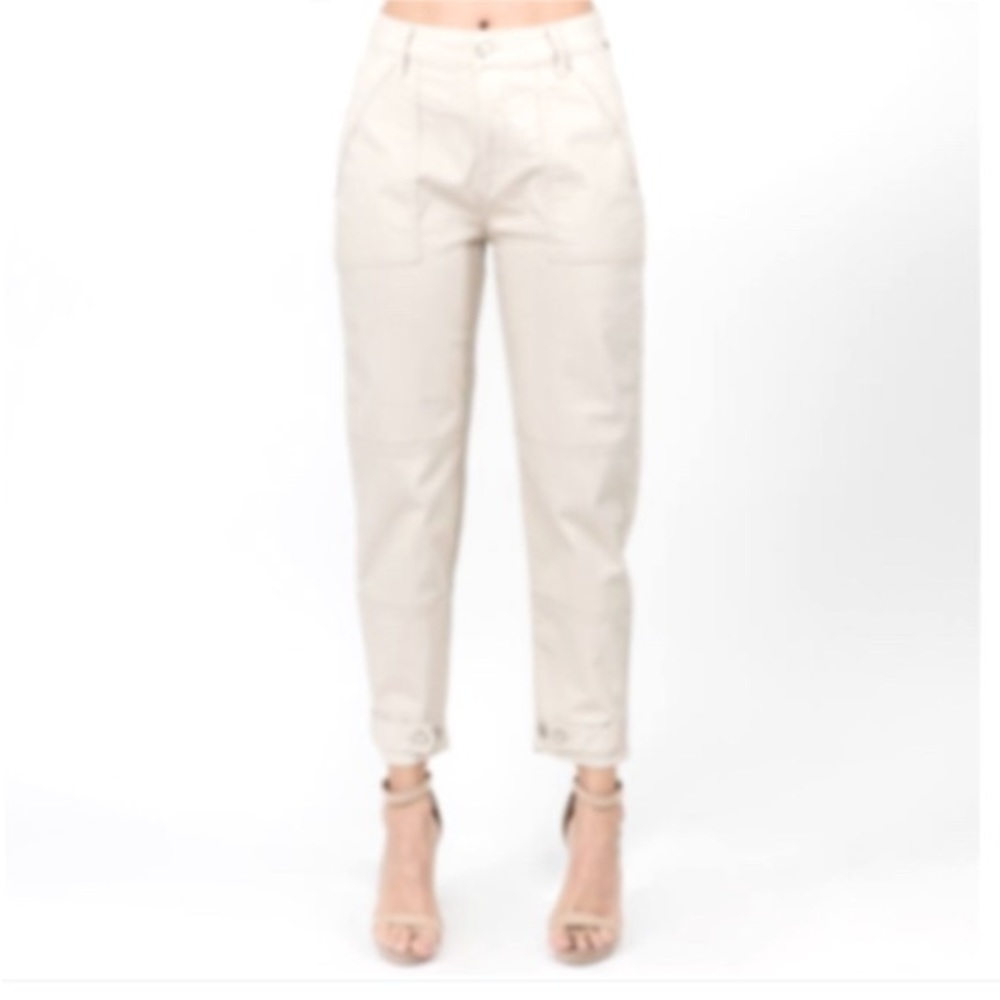 American Bazi High Waist Slouchy Fit Cropped White Pants Medium